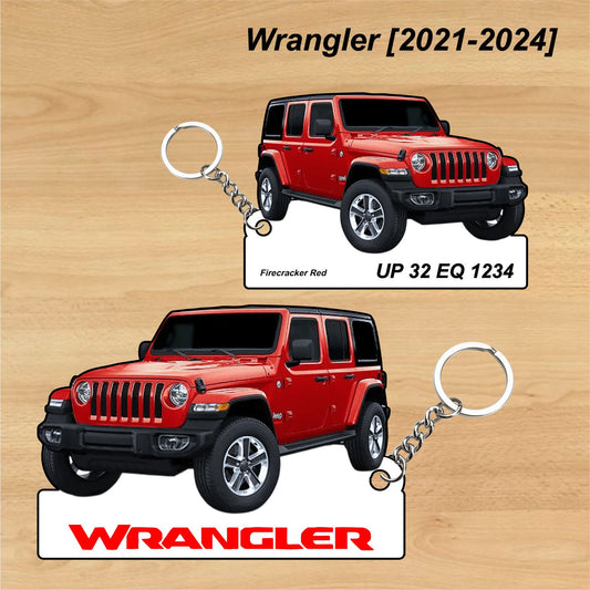 Wrangler [2021-2024] - Personalized Jeep Car Keychain - Wood, Acrylic, Metal Printed