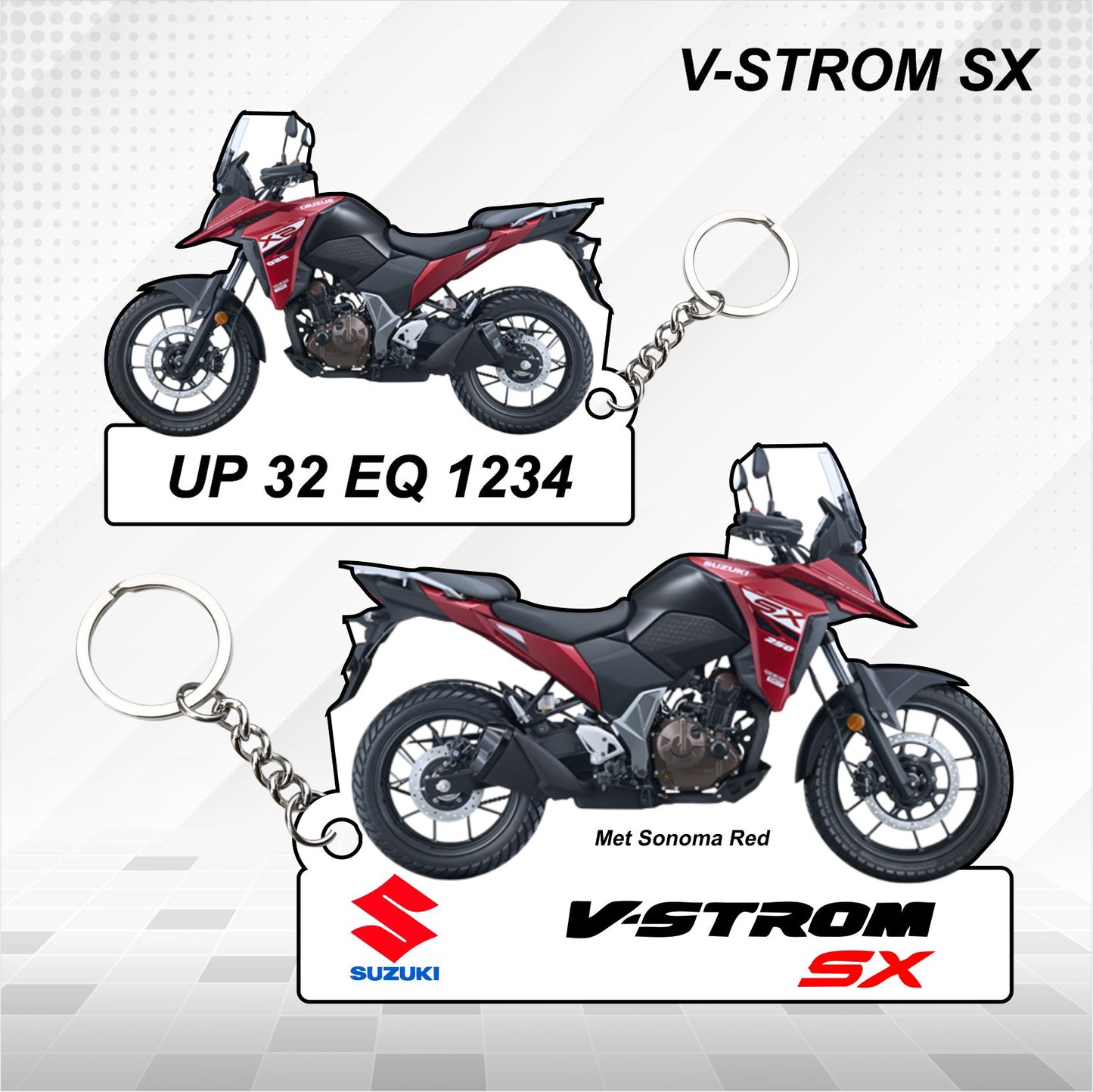 V-STROM SX - Personalized Suzuki Keychain - Wood, Acrylic, Metal Printed