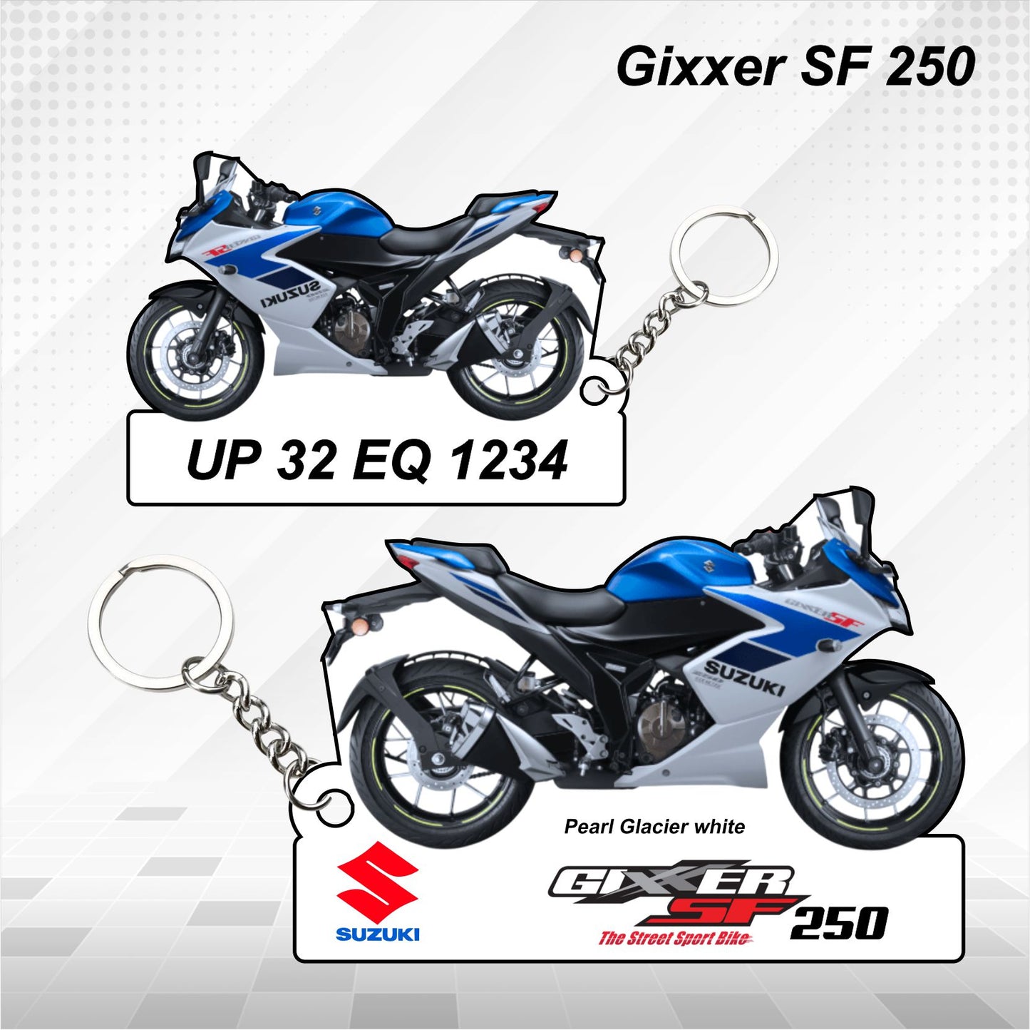 Gixxer SF 250 - Personalized Suzuki Keychain - Wood, Acrylic, Metal Printed