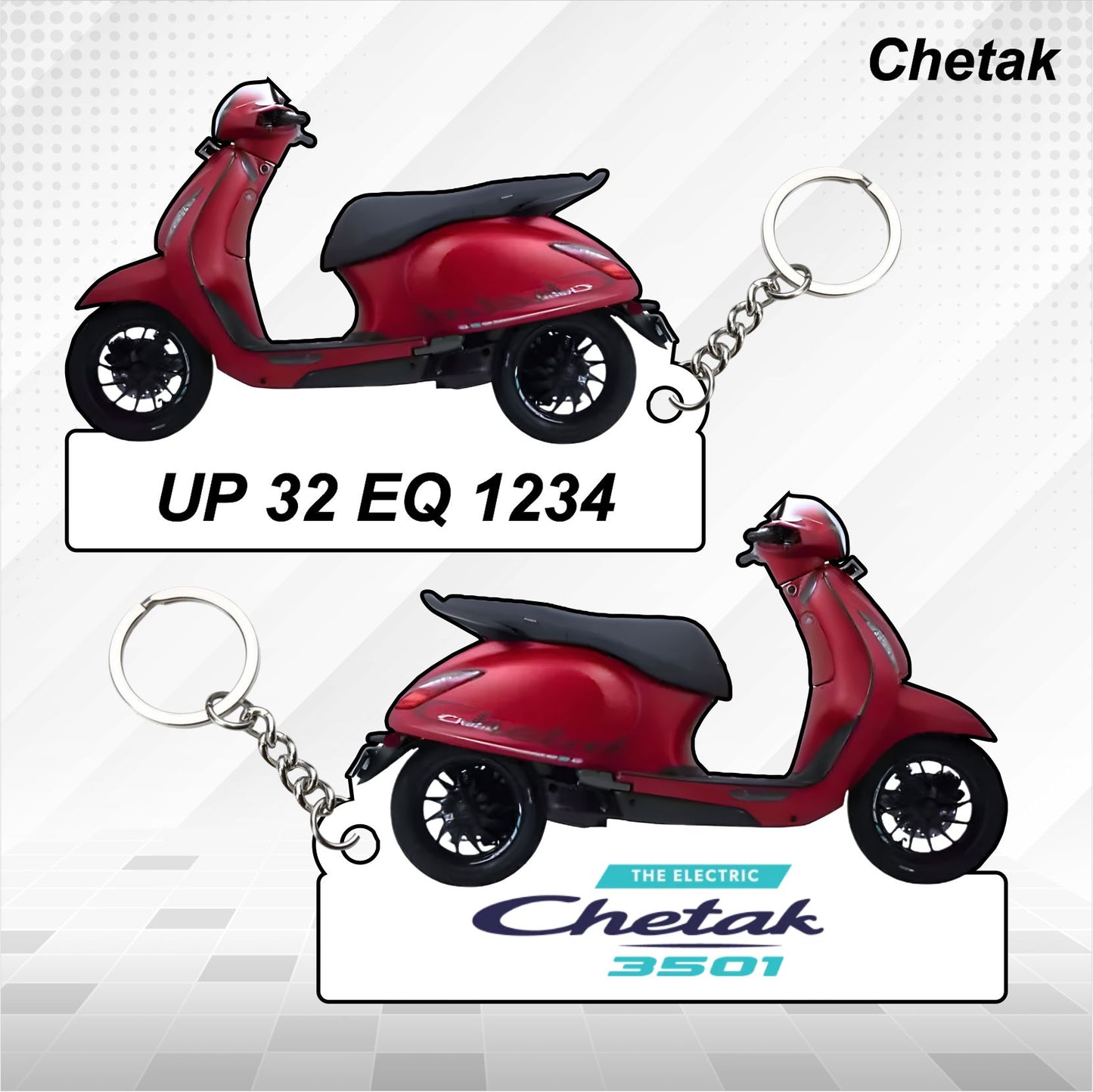 Chetak - Personalized Bajaj Keychain - Wood, Acrylic, Metal Printed