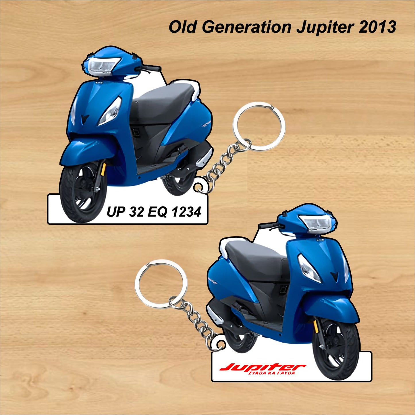 Old Generation Jupiter 2013 - Personalized TVS Keychain - Wood, Acrylic, Metal Printed