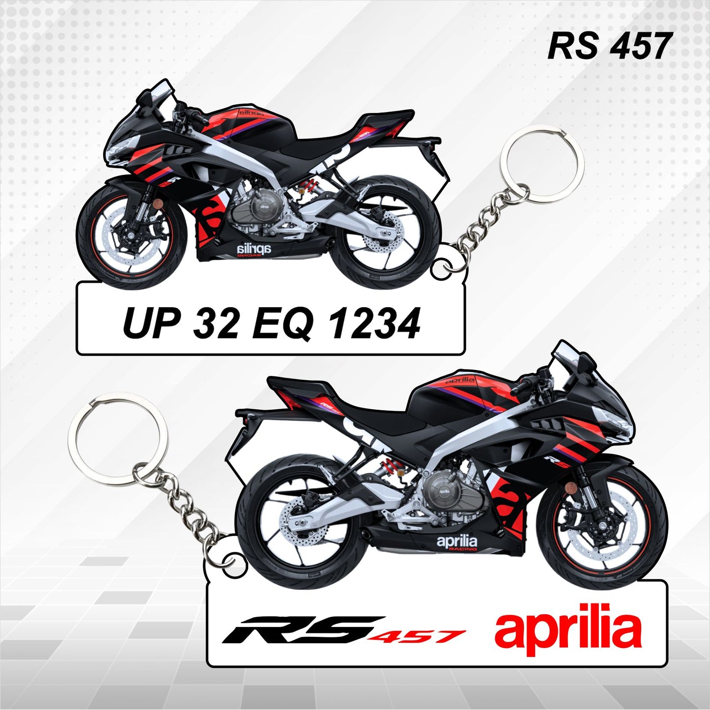 RS 457 - Personalized Aprilia Keychain - Wood, Acrylic, Metal Printed, Lanyard