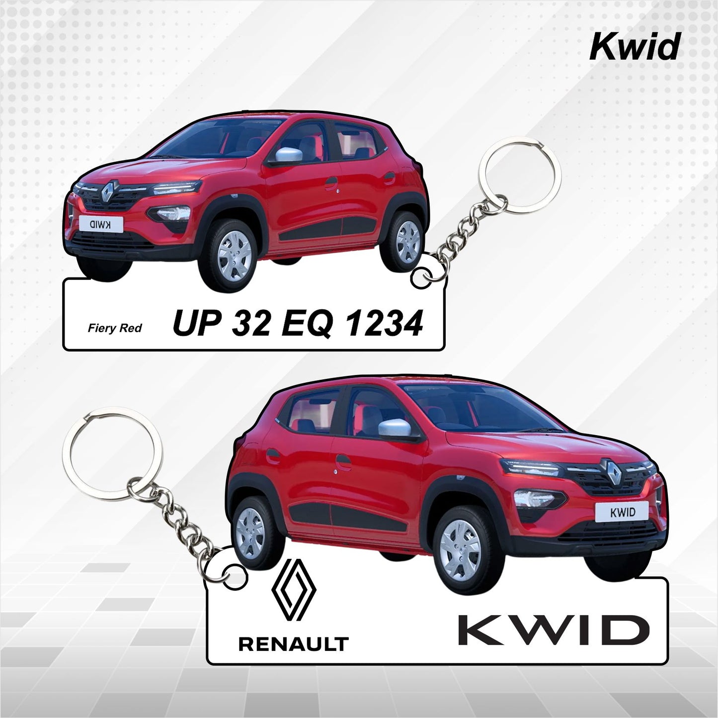 Kwid - Personalized Renault Car Keychain - Wood, Acrylic, Metal Printed