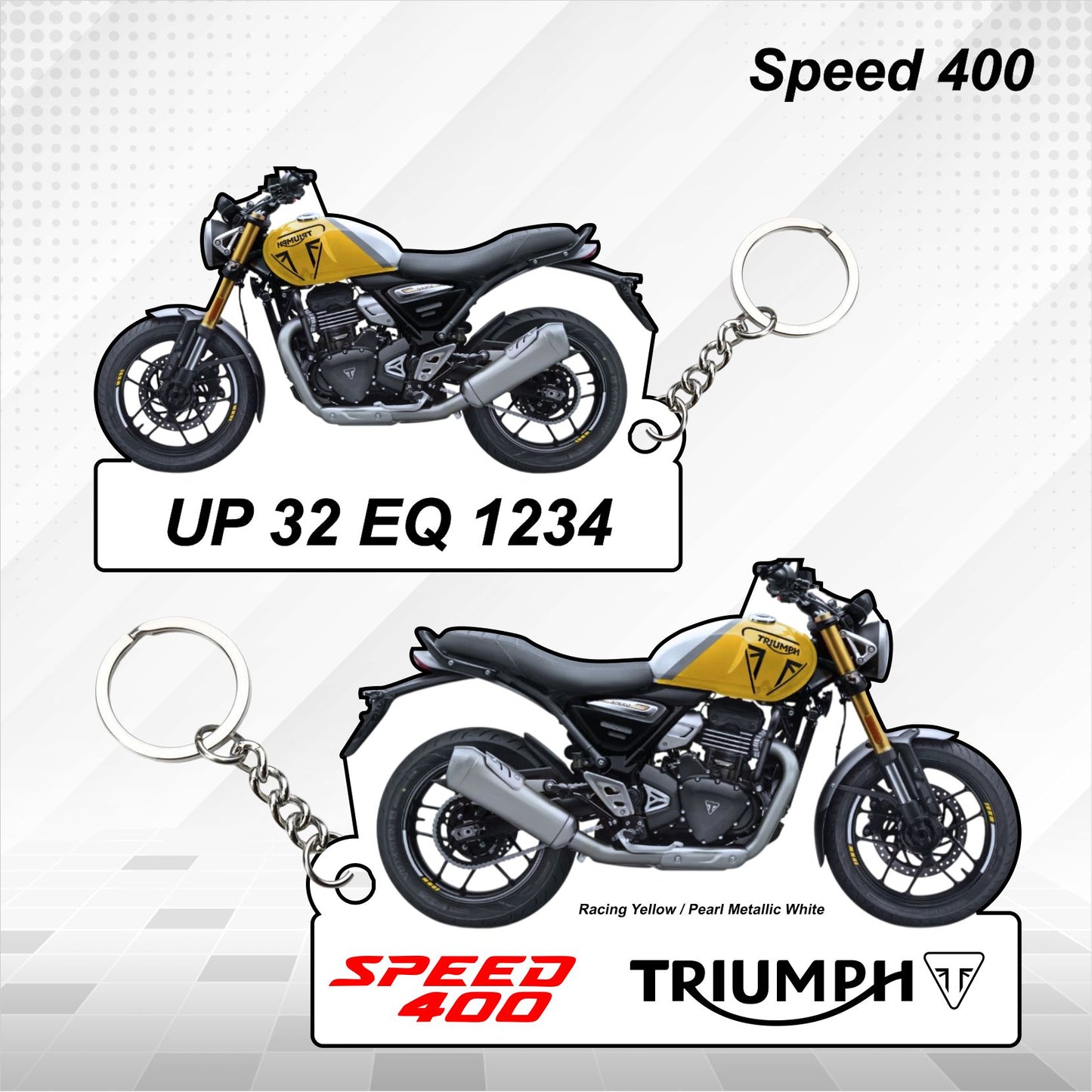 Speed 400 - Personalized Triumph Keychain - Wood, Acrylic, Metal Printed, Lanyard