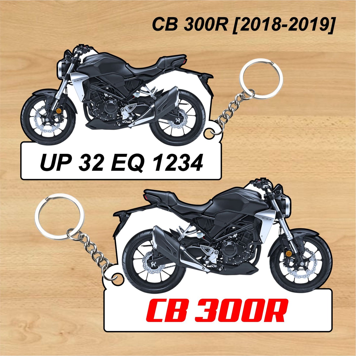 CB 300R [2018-2019] - Personalized Honda Keychain - Wood, Acrylic, Metal Printed