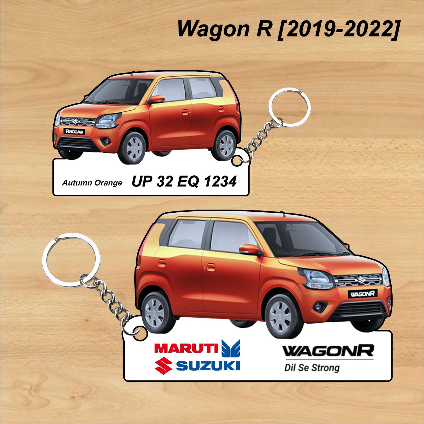 Wagon R [2019-2022] - Personalized  Maruti Suzuki Keychain - Wood, Acrylic, Metal Printed