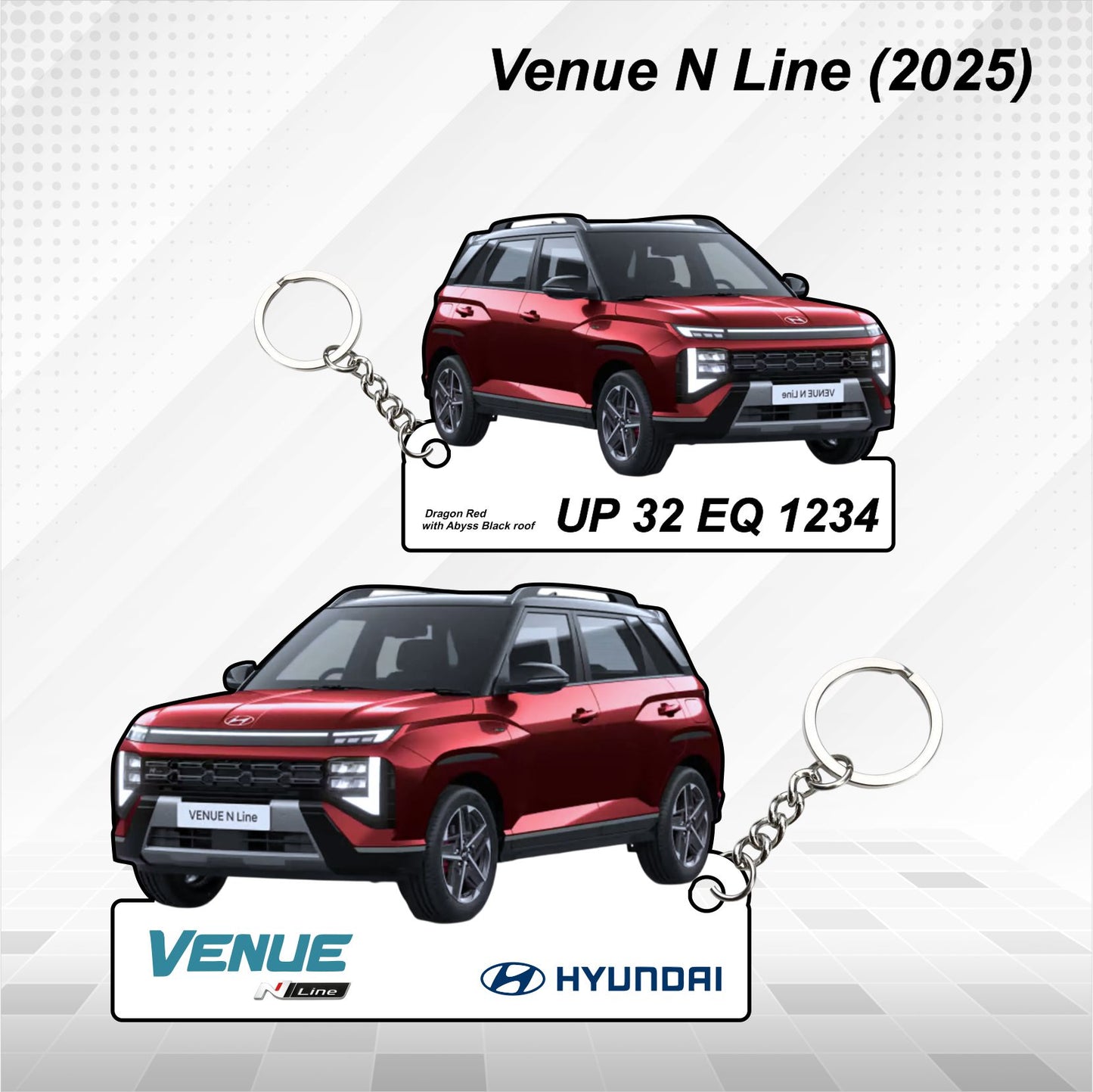 Venue N Line (2025) - Personalized Hyundai Car Keychain - Wood, Acrylic, Metal Printed