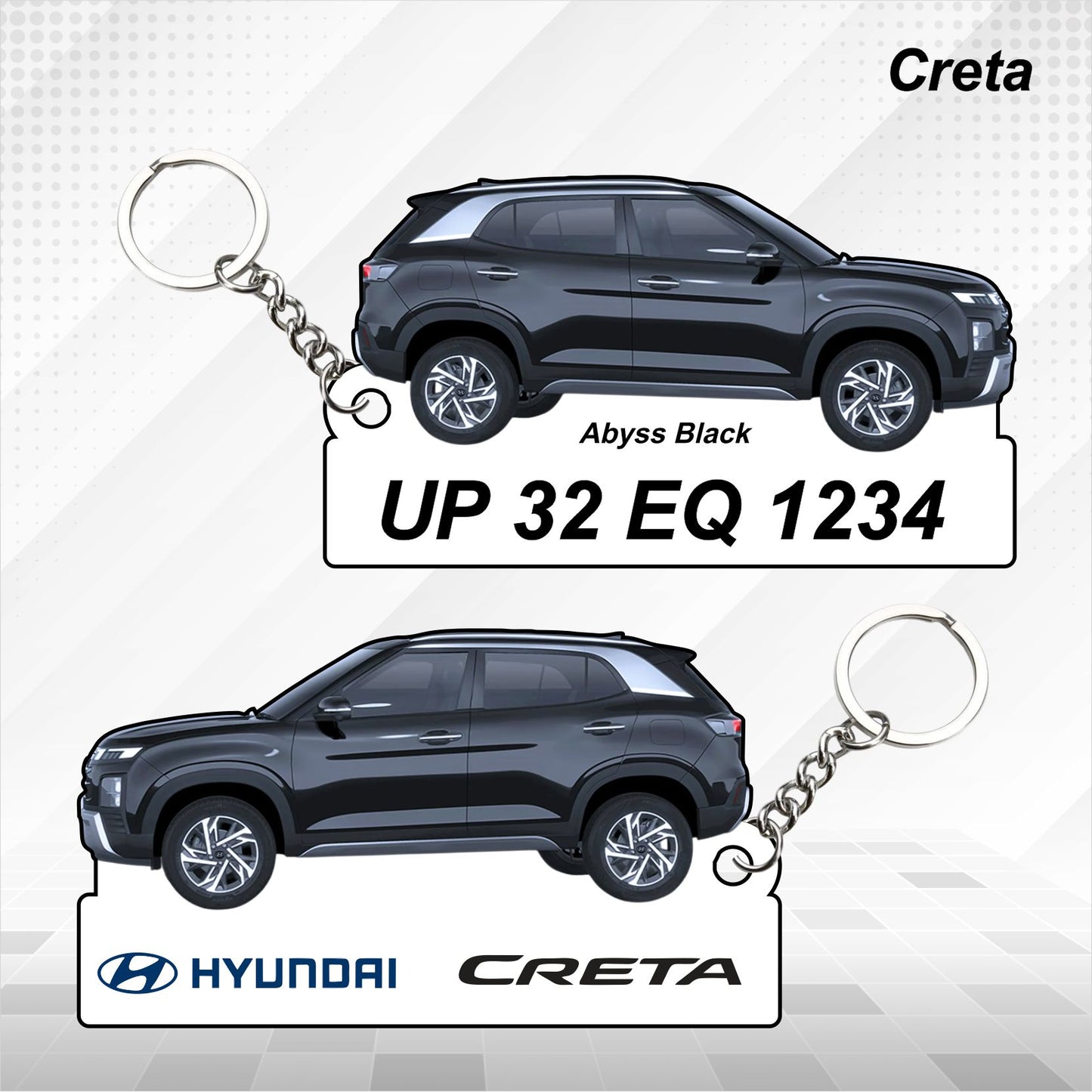 Creta - Personalized Hyundai Car Keychain - Wood, Acrylic, Metal Printed