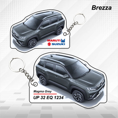 Brezza - Personalized  Maruti Suzuki Keychain - Wood, Acrylic, Metal Printed