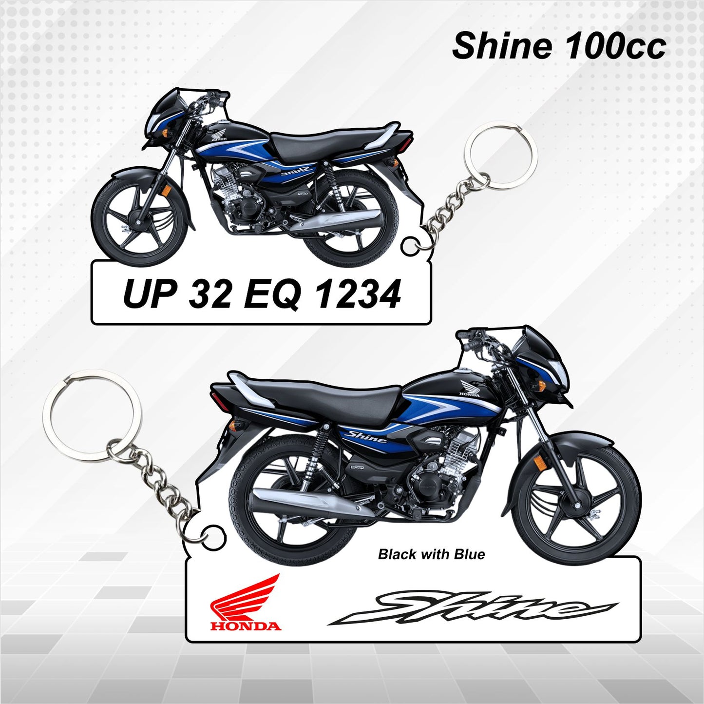 Shine 100 - Personalized Honda Keychain - Wood, Acrylic, Metal Printed