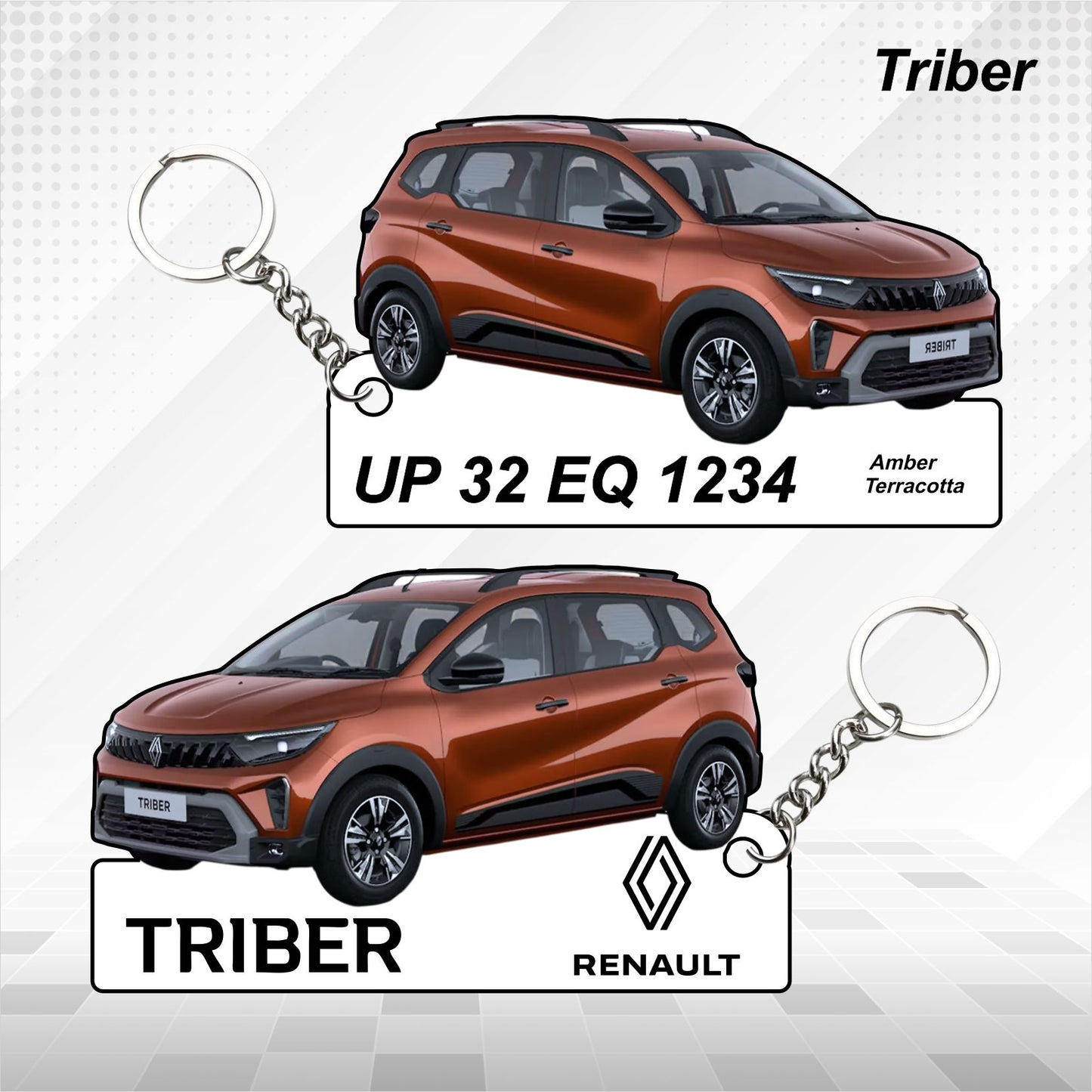 Triber- Personalized Renault Car Keychain - Wood, Acrylic, Metal Printed