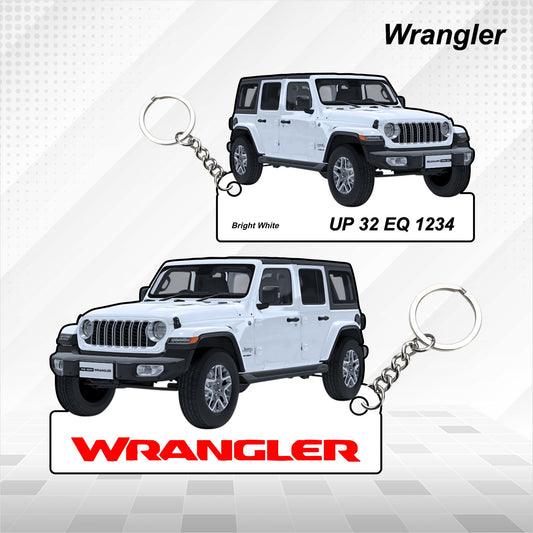 Wrangler - Personalized Jeep Car Keychain - Wood, Acrylic, Metal Printed