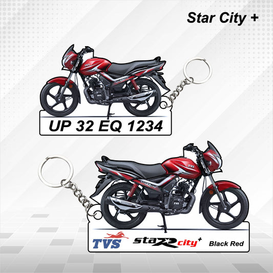 TVS Star City Plus - Personalized Keychain - Wood, Acrylic, Metal Printed
