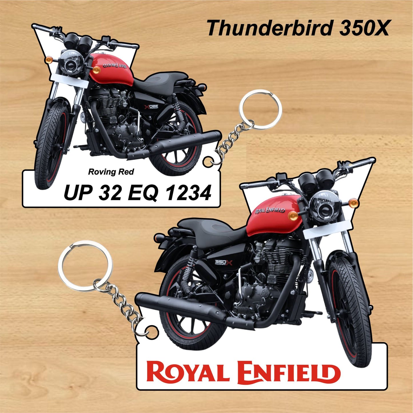 Thunderbird 350X - Personalized Royal Enfield Keychain - Wood, Acrylic, Metal Printed