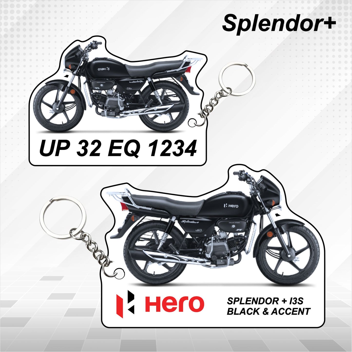 Hero Splendor+ - Personalized Hero Keychain - Wood, Acrylic, Metal Printed