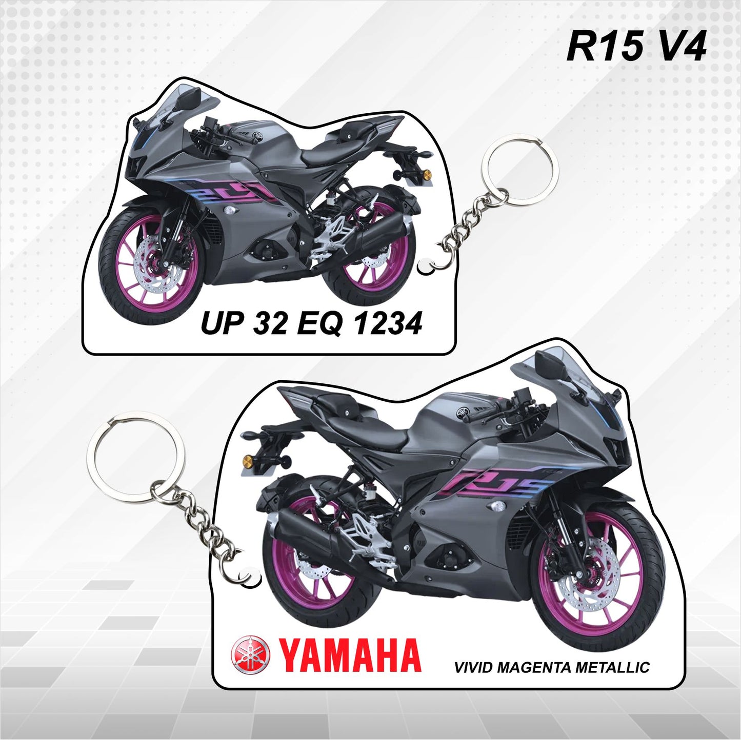 R15 V4 - Personalized Yamaha Keychain - Wood, Acrylic, Metal Printed