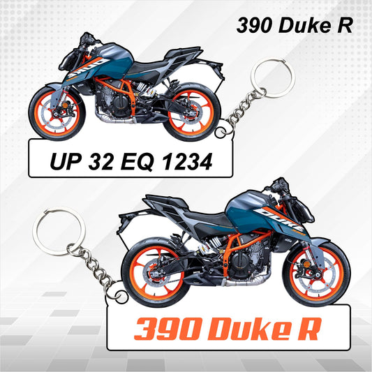 390 Duke R - Personalized KTM Keychain - Wood, Acrylic, Metal Printed