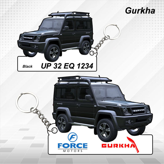 Gurkha - Personalized Force Motors Car Keychain - Wood, Acrylic, Metal Printed