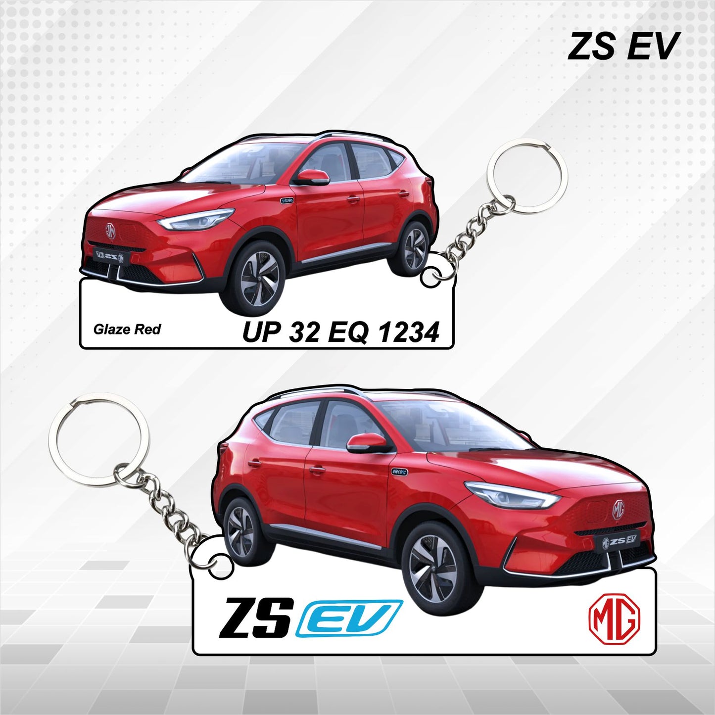 ZS EV - Personalized MG Car Keychain - Wood, Acrylic, Metal Printed