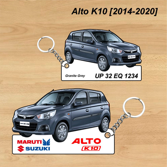Alto K10 [2014-2020] - Personalized  Maruti Suzuki Keychain - Wood, Acrylic, Metal Printed