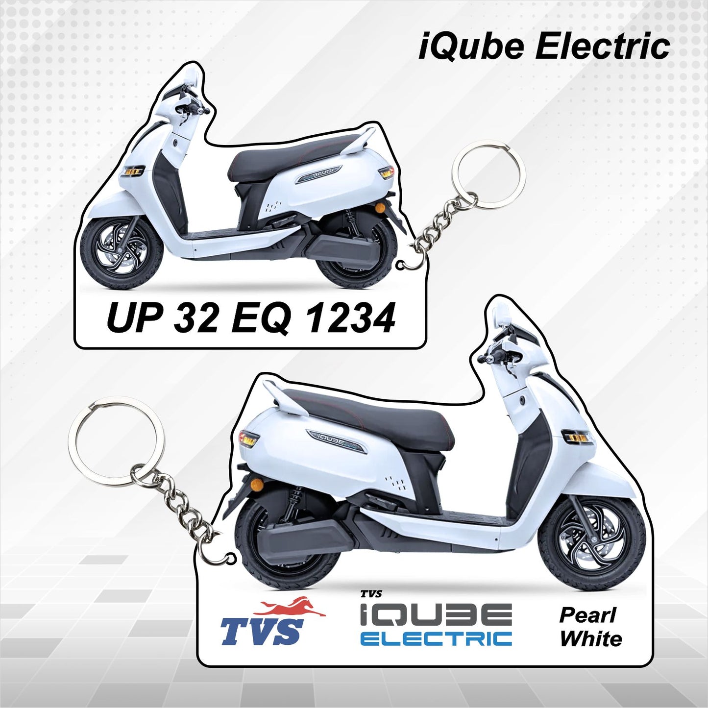 TVS iQube Electric - Personalized TVS Keychain - Wood, Acrylic, Metal Printed