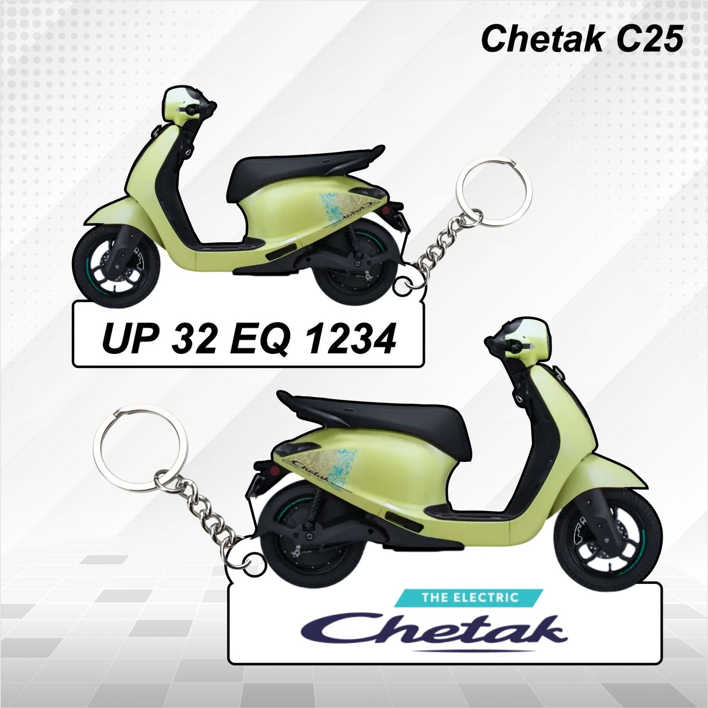 Chetak C25 - Personalized Bajaj Keychain - Wood, Acrylic, Metal Printed