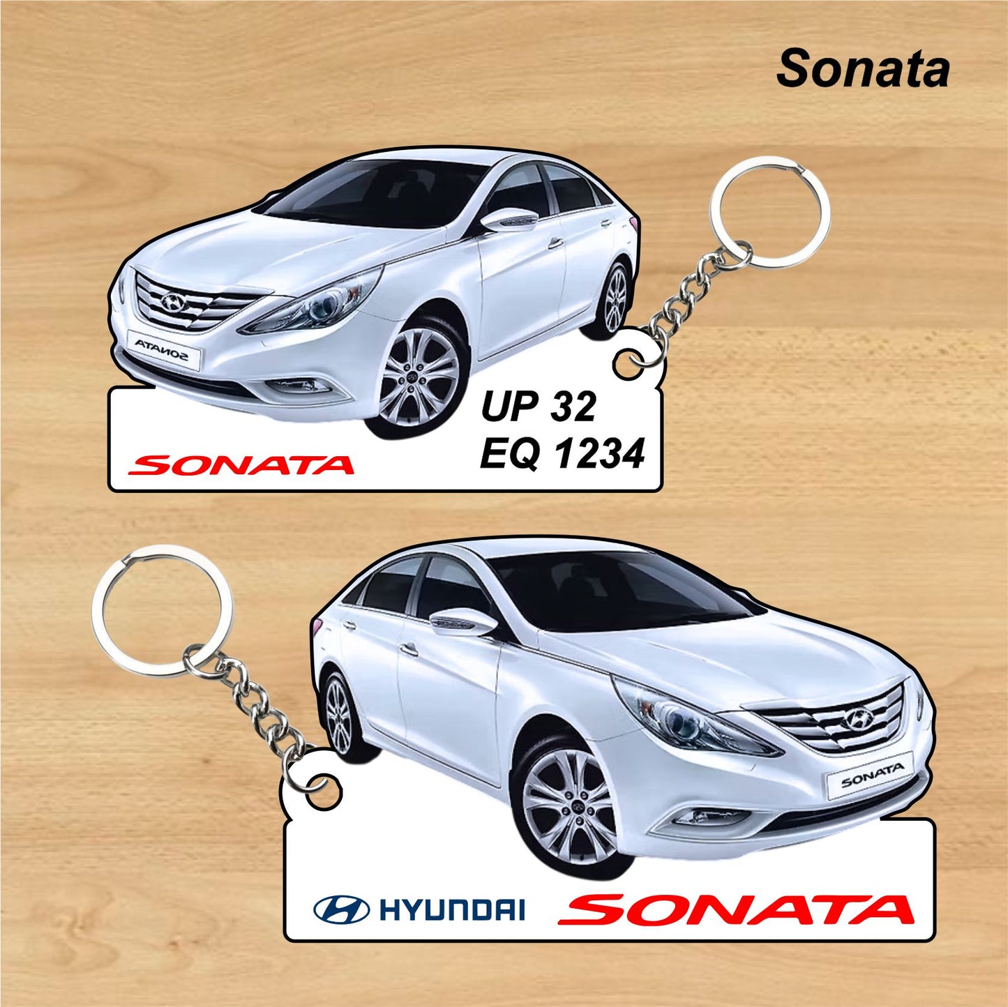 Sonata - Personalized Hyundai Car Keychain - Wood, Acrylic, Metal Printed