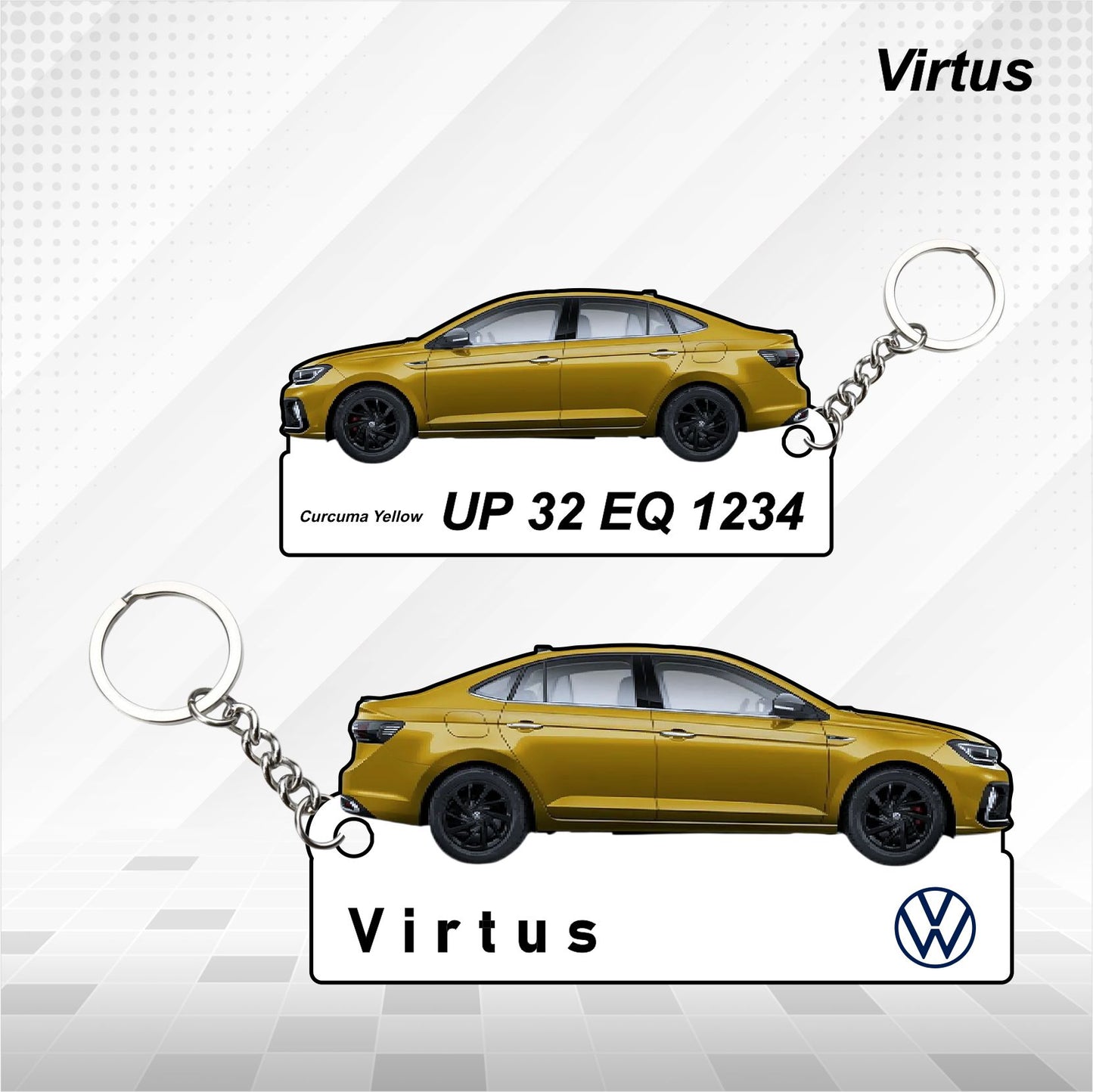 Virtus - Personalized Volkswagen Car Keychain - Wood, Acrylic, Metal Printed