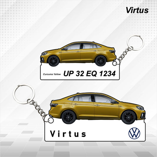 Virtus - Personalized Volkswagen Car Keychain - Wood, Acrylic, Metal Printed