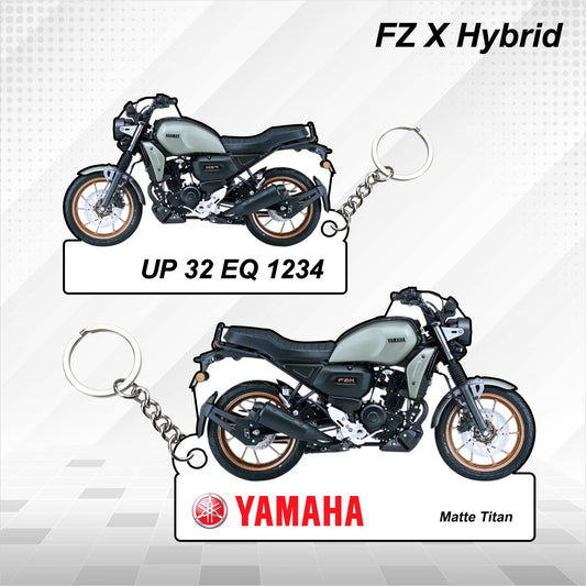 FZ X Hybrid - Personalized Yamaha Keychain  - Wood, Acrylic, Metal Printed