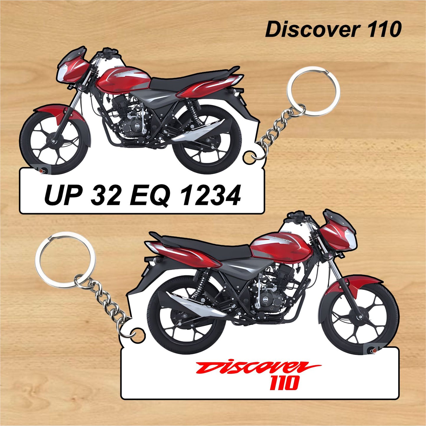 Discover 110 - Personalized Bajaj Keychain - Wood, Acrylic, Metal Printed