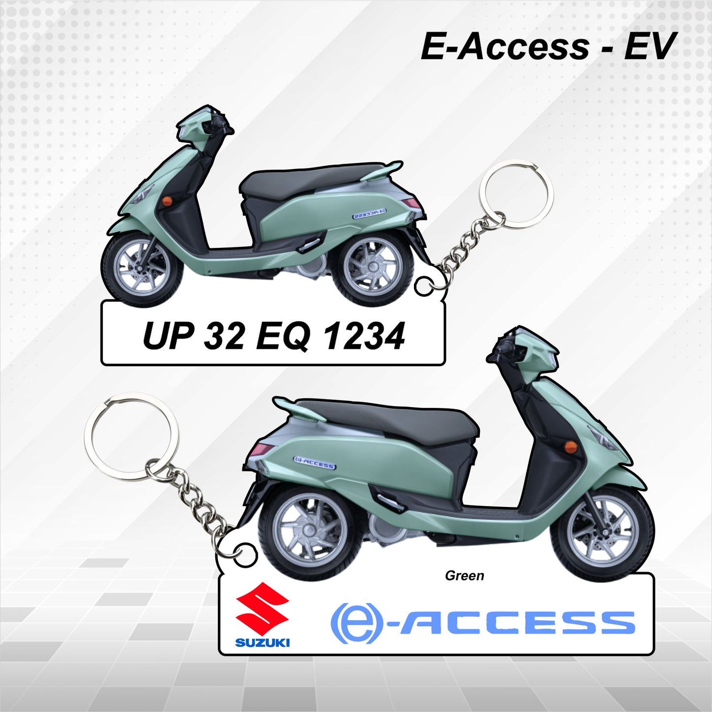 E-Access - EV - Personalized Suzuki Keychain - Wood, Acrylic, Metal Printed