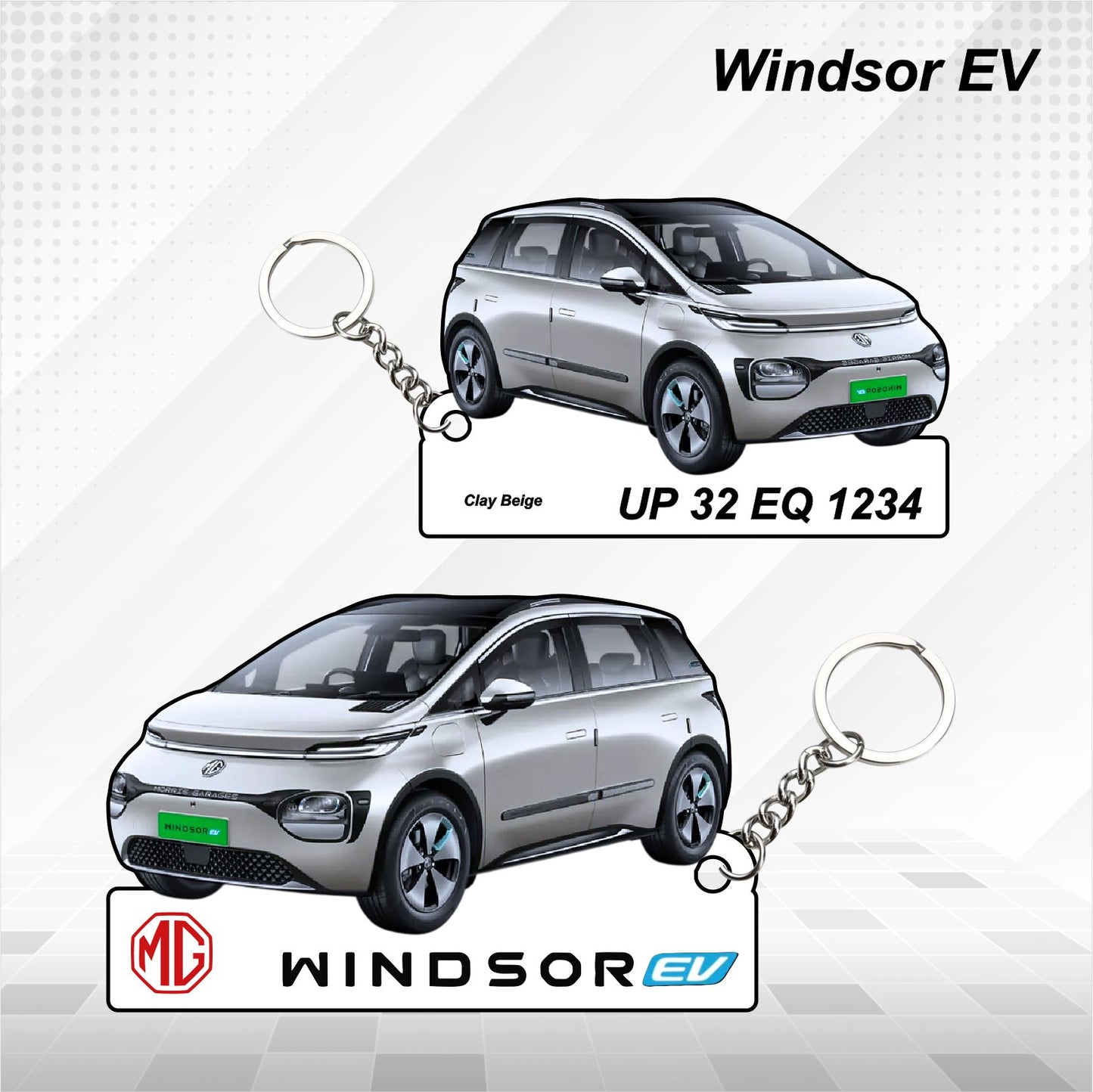 Windsor EV - Personalized MG Car Keychain - Wood, Acrylic, Metal Printed