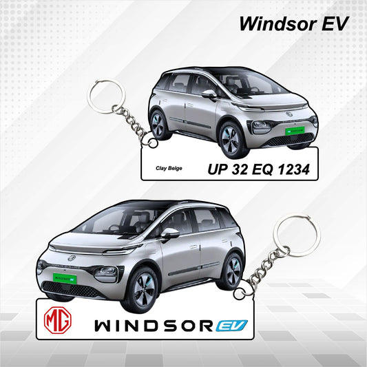 Windsor EV - Personalized MG Car Keychain - Wood, Acrylic, Metal Printed