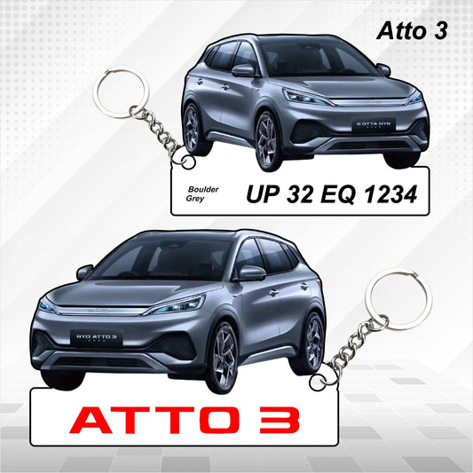 Atto 3 - Personalized BYD Car Keychain - Wood, Acrylic, Metal Printed