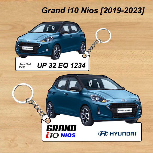 Grand i10 Nios [2019-2023] - Personalized Hyundai Car Keychain - Wood, Acrylic, Metal Printed