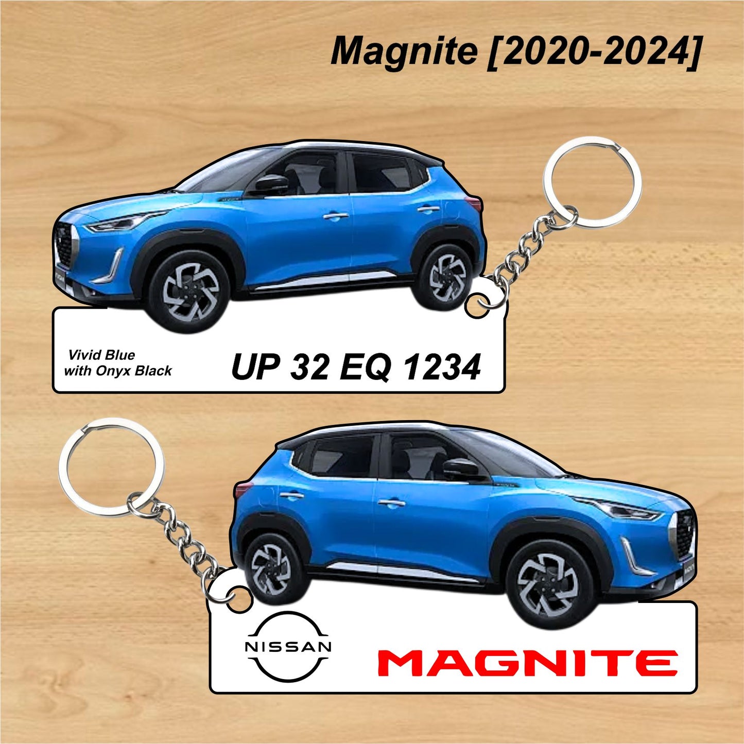 Magnite [2020-2024] - Personalized Nissan Car Keychain - Wood, Acrylic, Metal Printed