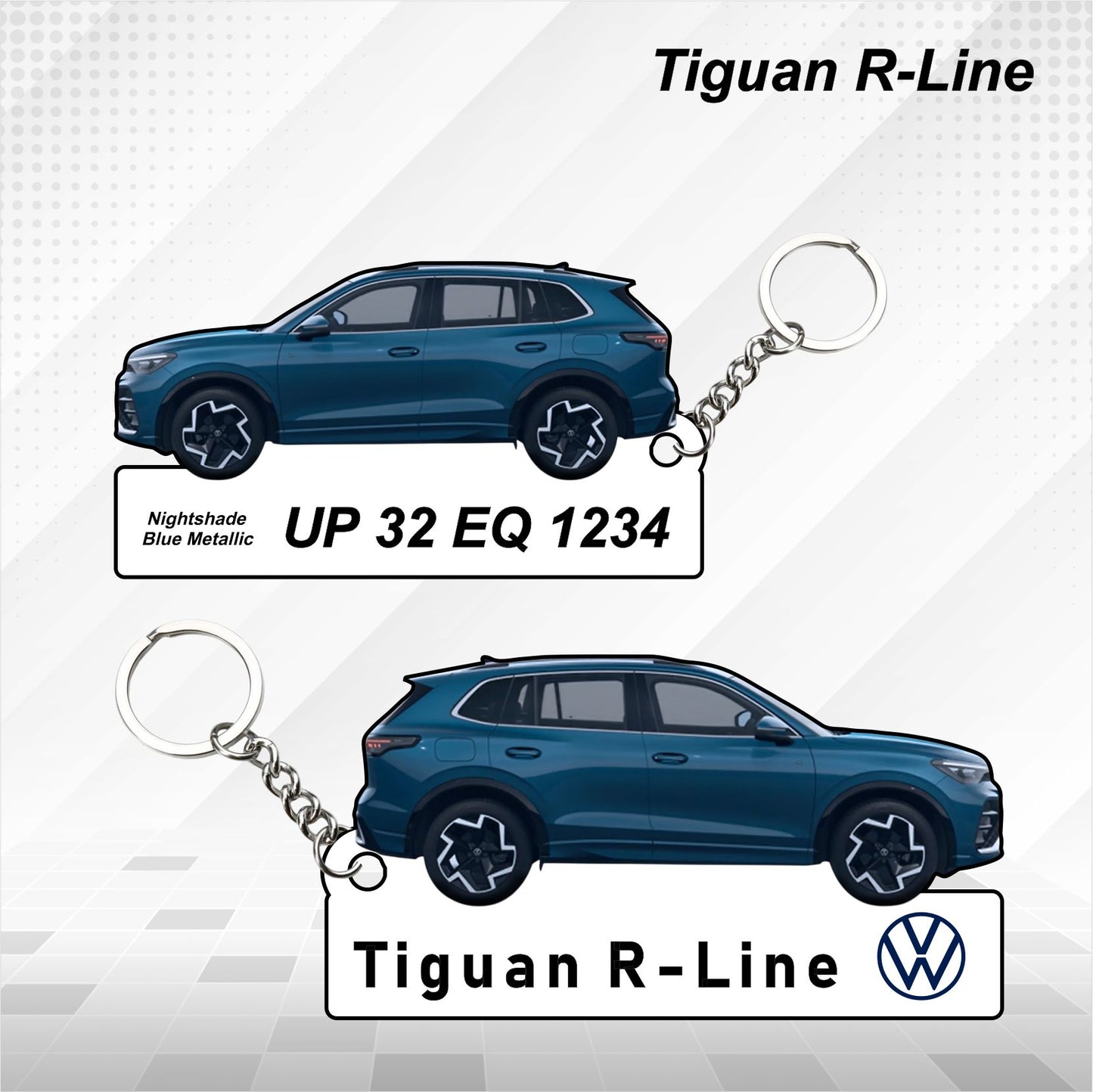 Tiguan R-Line - Personalized Volkswagen Car Keychain - Wood, Acrylic, Metal Printed