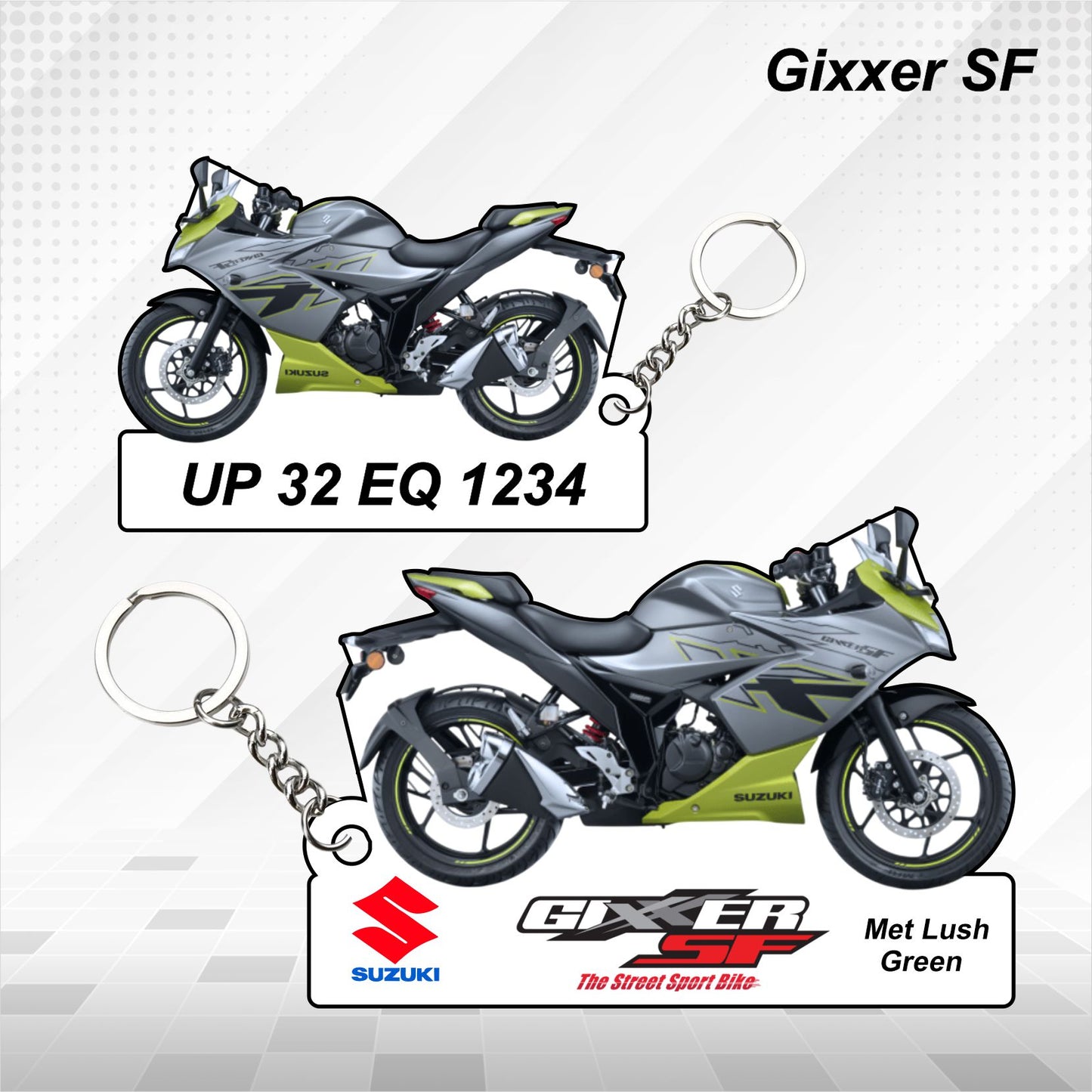 Gixxer SF - Personalized Suzuki Keychain - Wood, Acrylic, Metal Printed