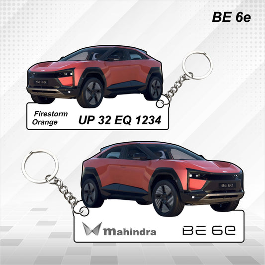 BE 6e - Personalized Mahindra Car Keychain - Wood, Acrylic, Metal Printed
