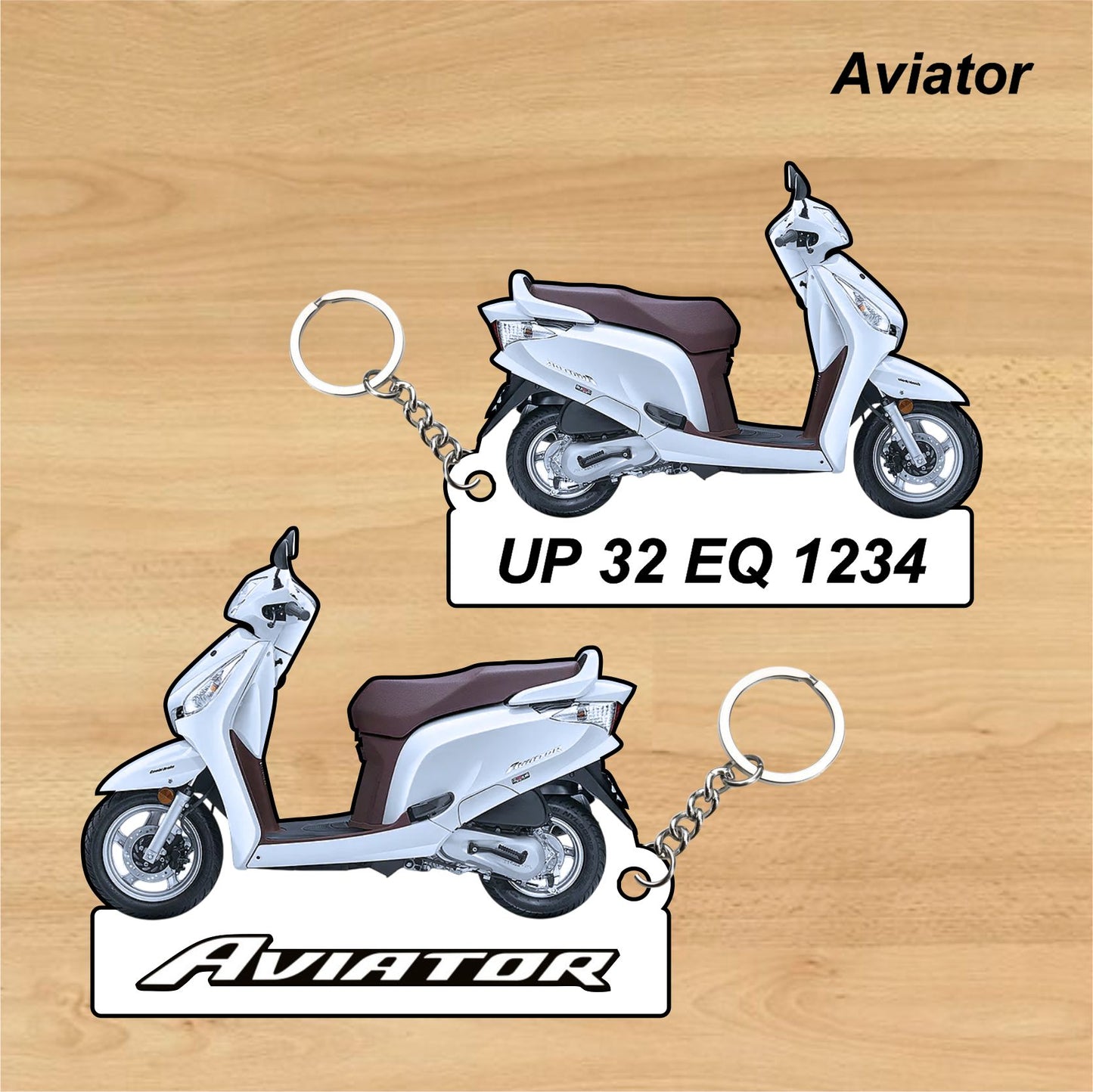 Aviator - Personalized Honda Keychain - Wood, Acrylic, Metal Printed