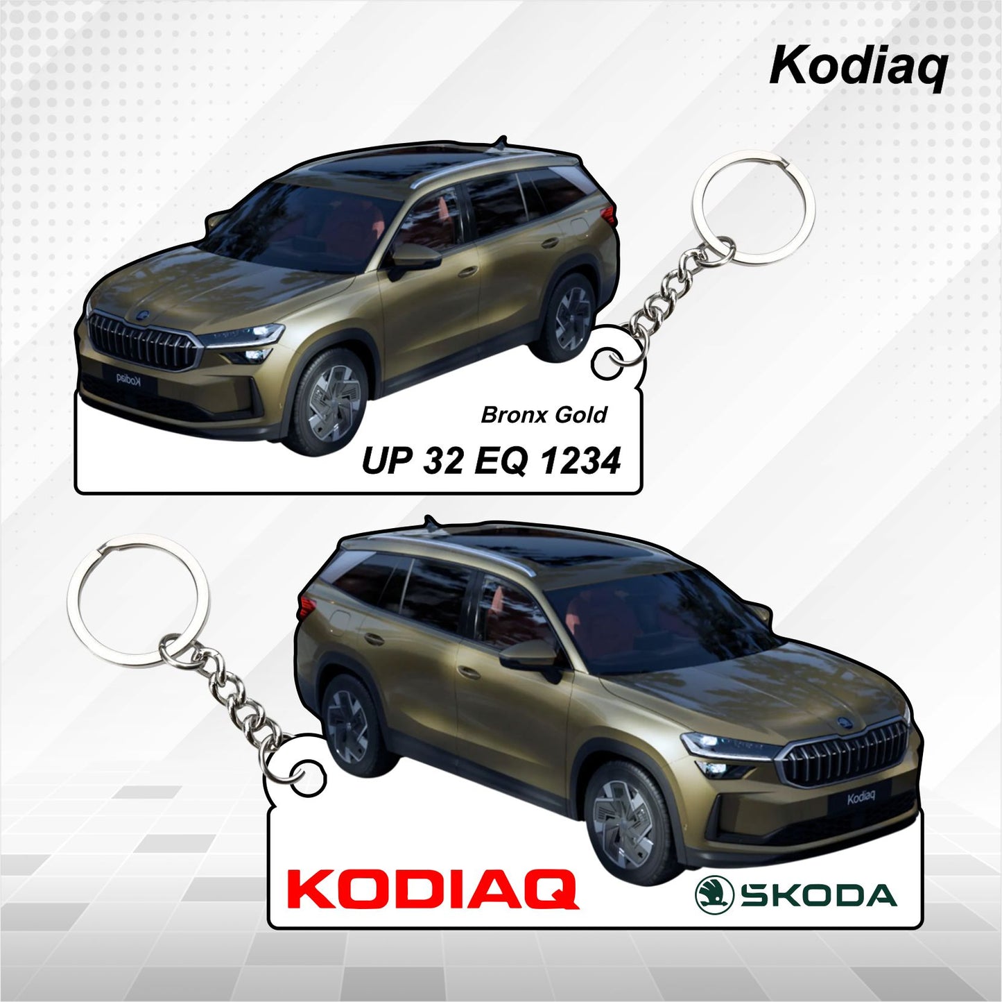 Kodiaq - Personalized Skoda Car Keychain - Wood, Acrylic, Metal Printed