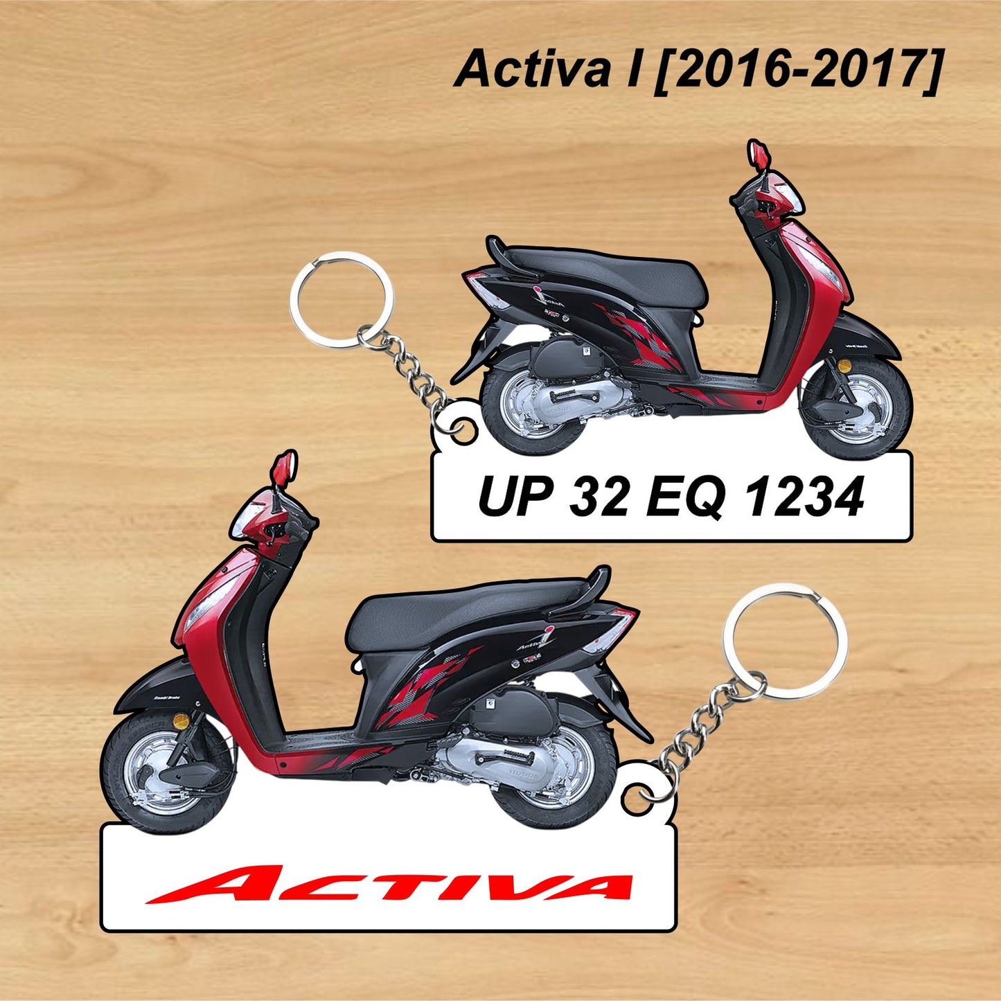 Activa i [2016-2017] - Personalized Honda Keychain - Wood, Acrylic, Metal Printed