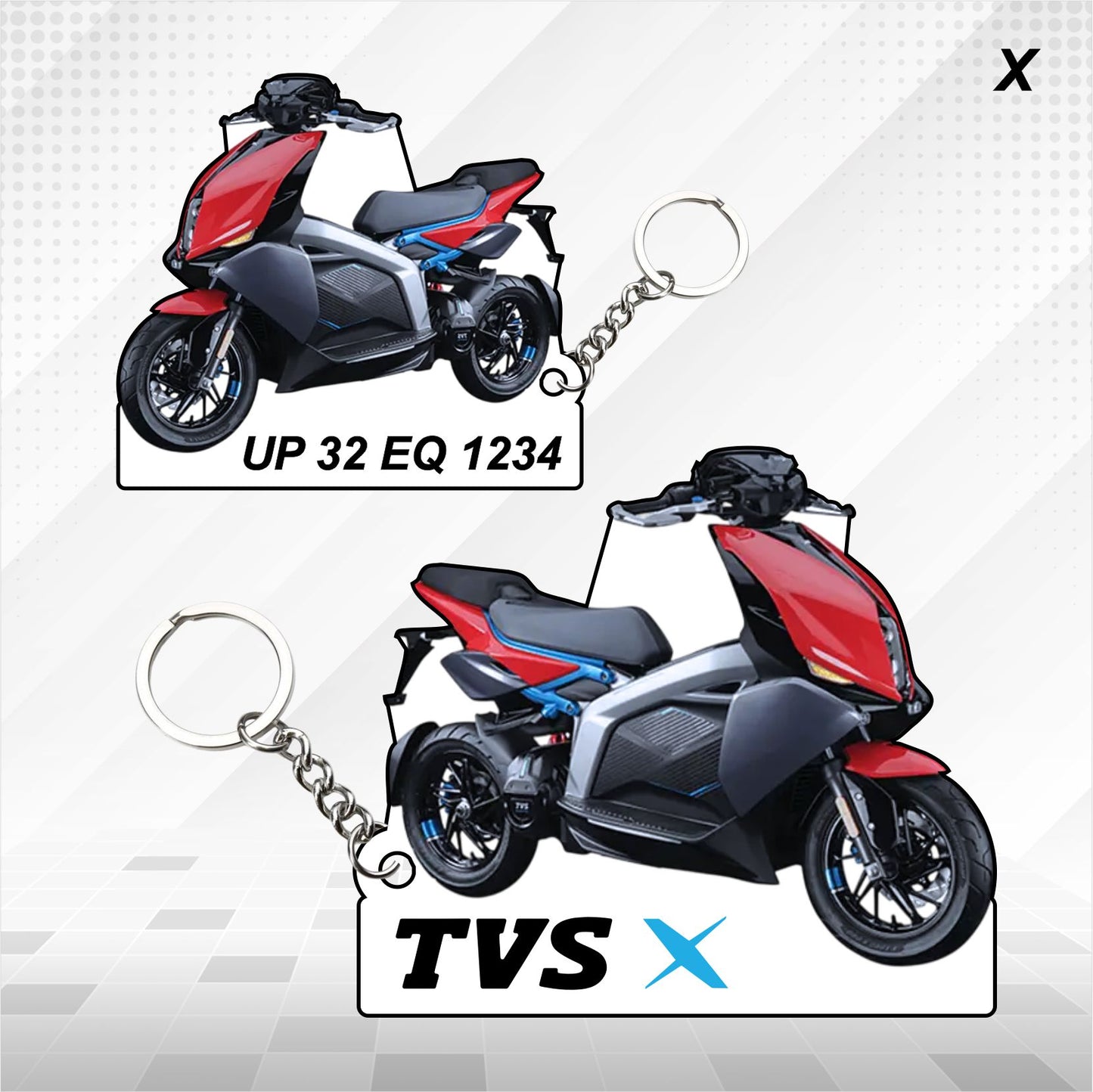 TVS X Electric - Personalized TVS Keychain - Wood, Acrylic, Metal Printed