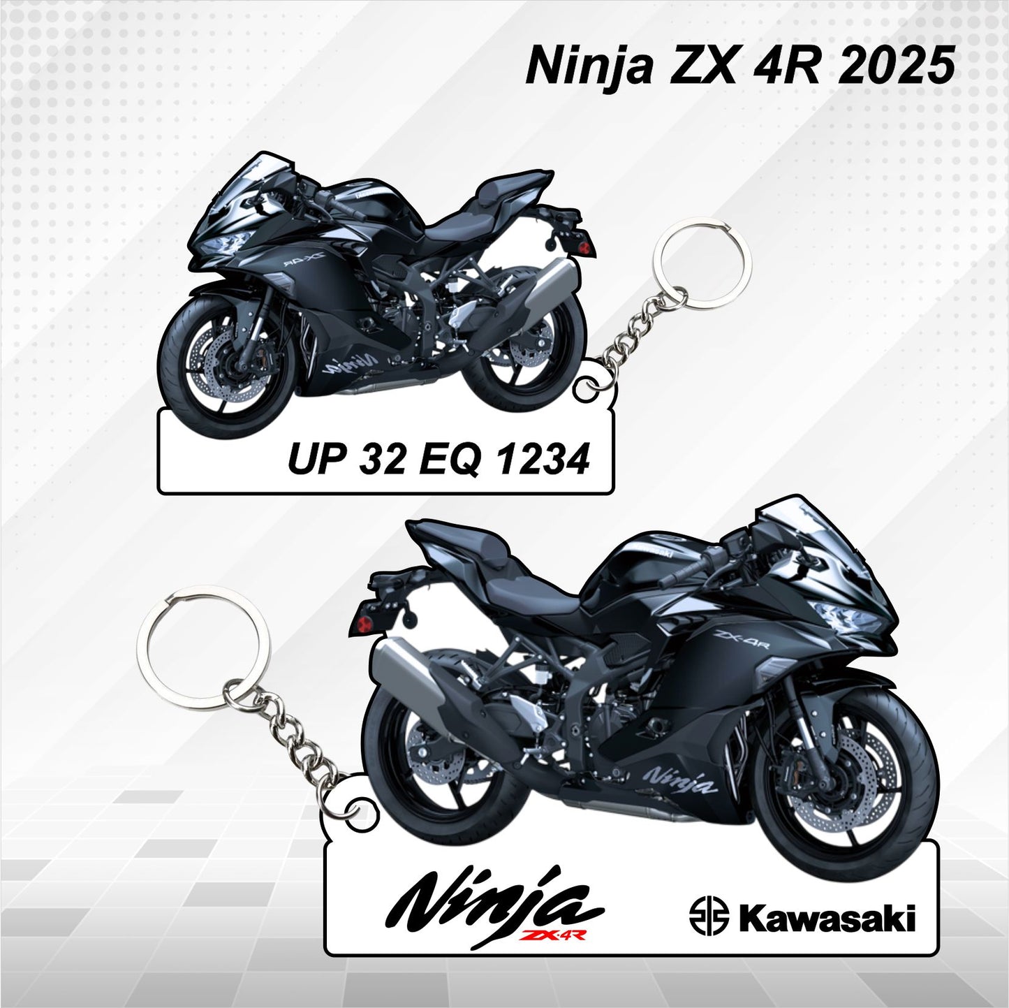 Ninja ZX 4R - 2025 - Personalized Kawasaki Keychain - Wood, Acrylic, Metal Printed