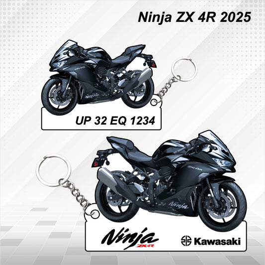 Ninja ZX 4R - 2025 - Personalized Kawasaki Keychain - Wood, Acrylic, Metal Printed