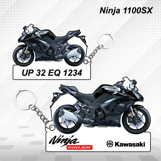 Ninja 1100SX - Personalized Kawasaki Keychain - Wood, Acrylic, Metal Printed