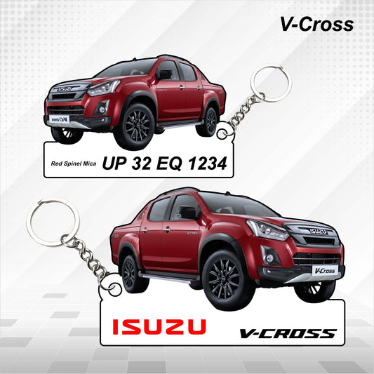 V-Cross - Personalized Isuzu Car Keychain - Wood, Acrylic, Metal Printed