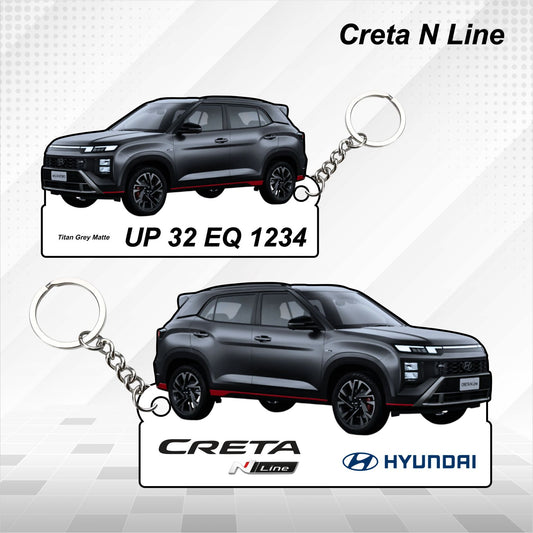 Creta N Line - Personalized Hyundai Car Keychain - Wood, Acrylic, Metal Printed