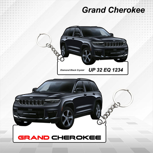Grand Cherokee - Personalized Jeep Car Keychain - Wood, Acrylic, Metal Printed